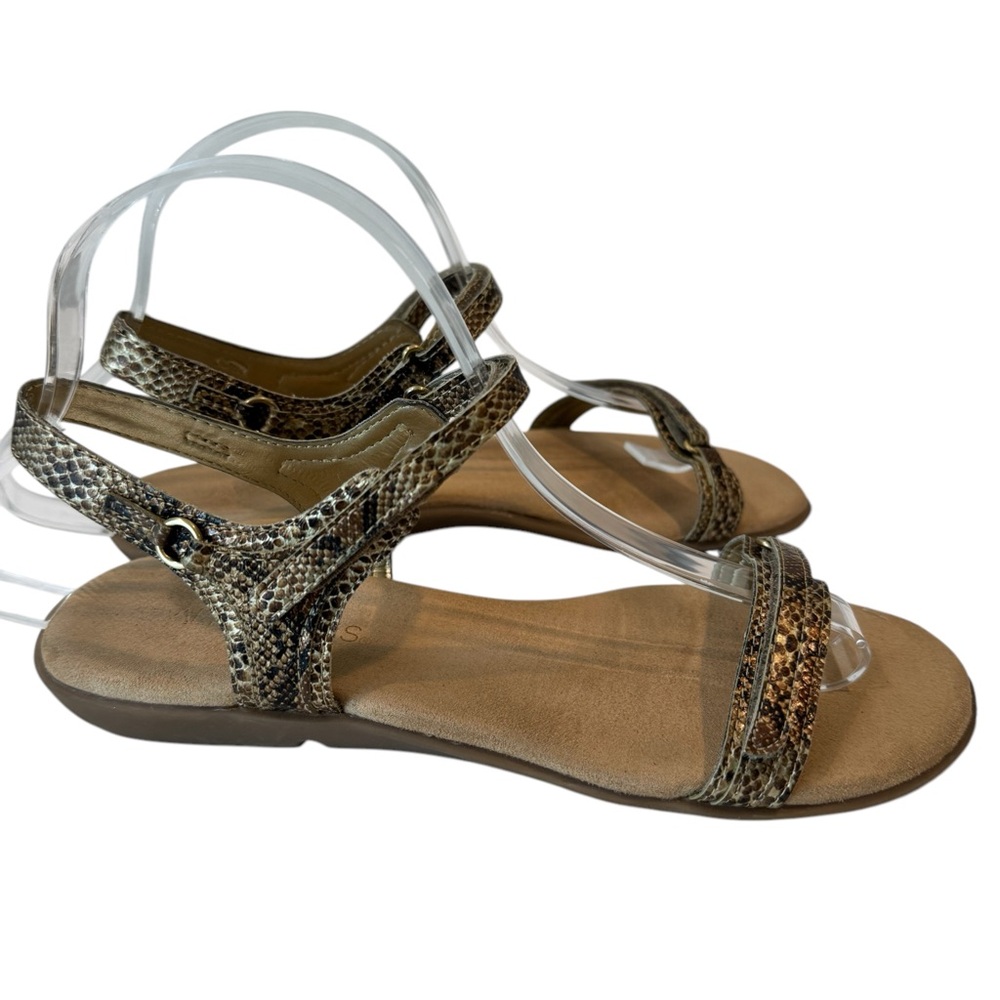 Aerosoles Snake Print  Cushioned Brown Black  Ankle Strap Open Toe‎ Sandals 7.5